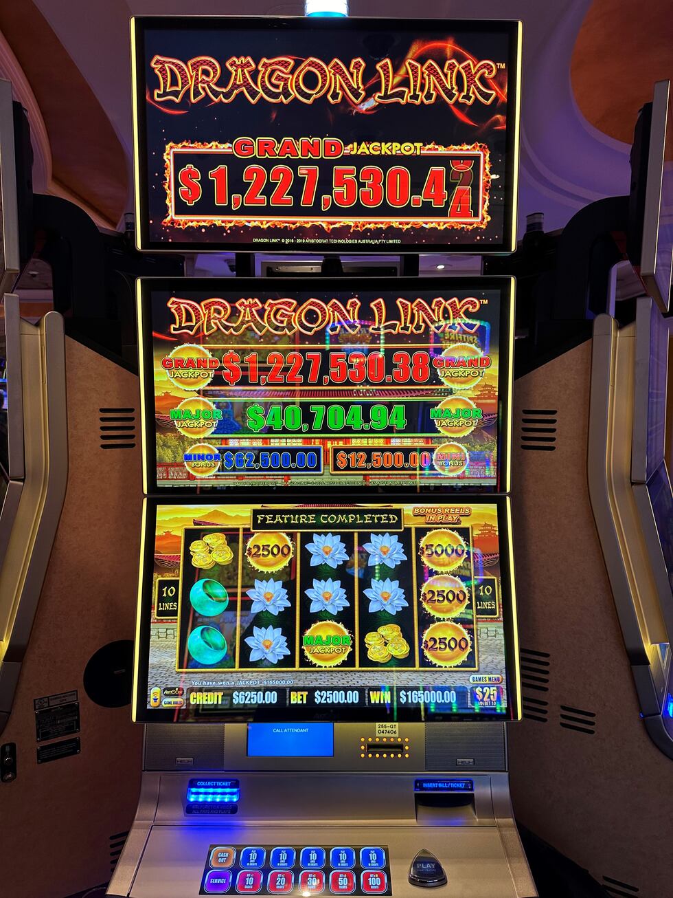 Officials with Caesars Palace said a slot player won big at two different machines Saturday...