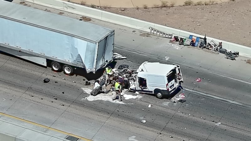 Las Vegas police investigated a deadly crash near 95 and Russell