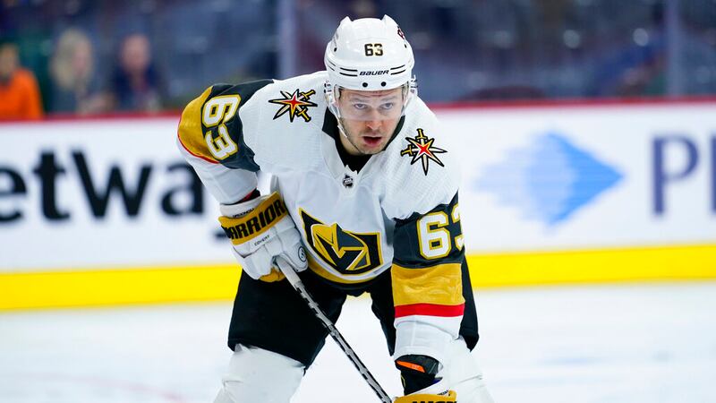 Vegas Golden Knights' Evgenii Dadonov plays during an NHL hockey game, Tuesday, March 8, 2022,...