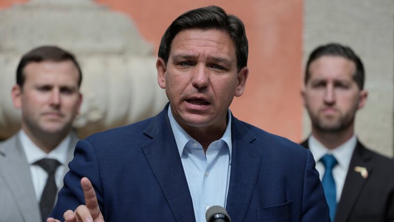 FILE - Florida Gov. Ron DeSantis speaks during a news conference, Feb. 1, 2022, in Miami.