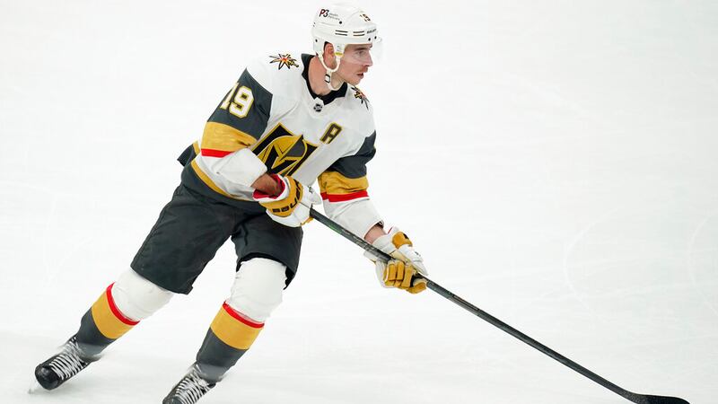 Vegas Golden Knights right wing Reilly Smith skates in the third period of an NHL hockey game...