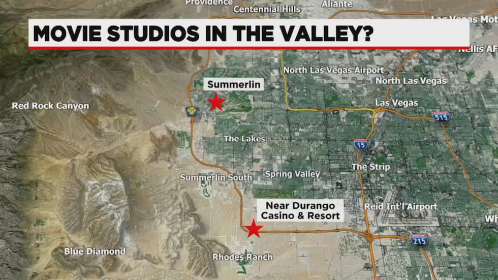 Two potential sites for movie studios in the Las Vegas Valley