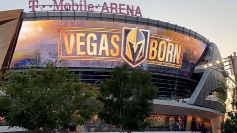 Exterior of T-Mobile Arena on a Golden Knights game day.