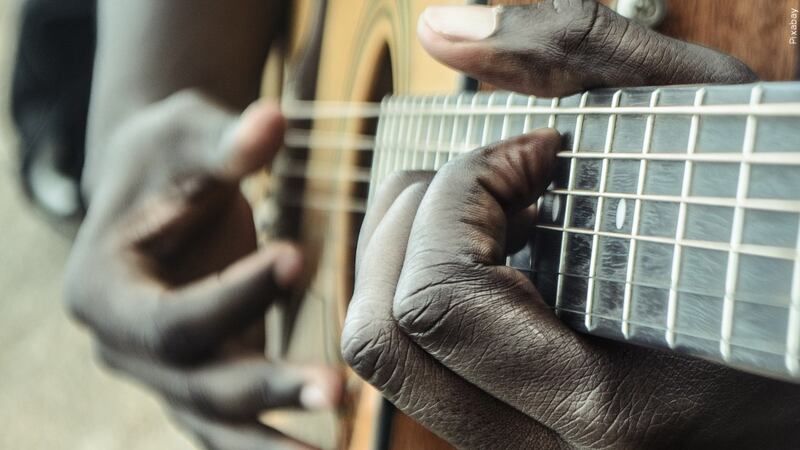Playing the guitar