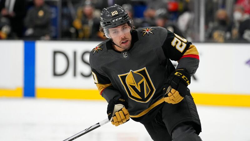 Vegas Golden Knights center Chandler Stephenson (20) plays against the Boston Bruins during an...