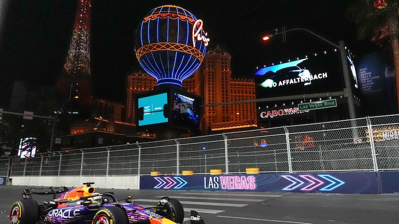 Red Bull driver Max Verstappen, of the Netherlands, drives during the second practice session...