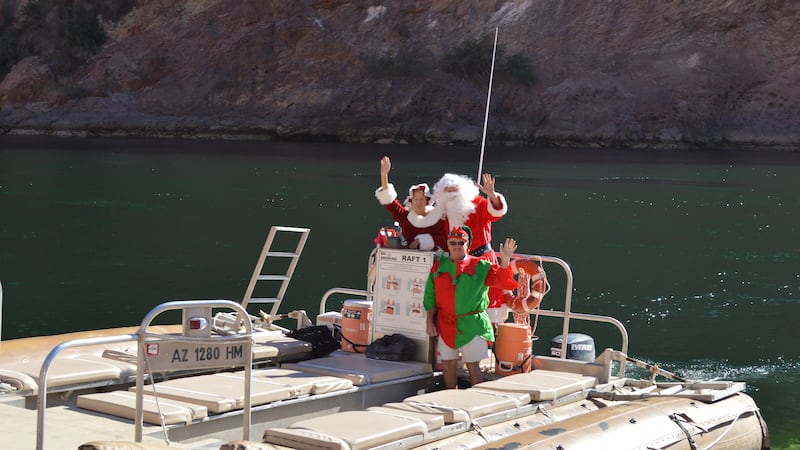 You can raft the Colorado River with Santa during holiday-themed Hoover Dam tour