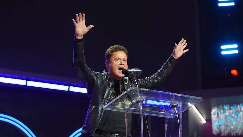 Donny Osmond speaks during the 2022 NFL Draft on Friday, April 29, 2022, in Las Vegas. (AP...
