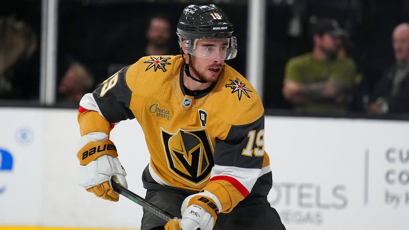 Vegas Golden Knights right wing Reilly Smith (19) plays against the Chicago Blackhawks during...