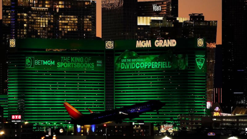 A plane takes off from the airport in Las Vegas in this AP file photo. (AP Photo/John Locher,...