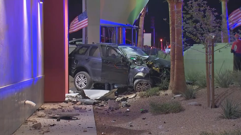 Driver in custody after car crashes into gas station in North Las Vegas